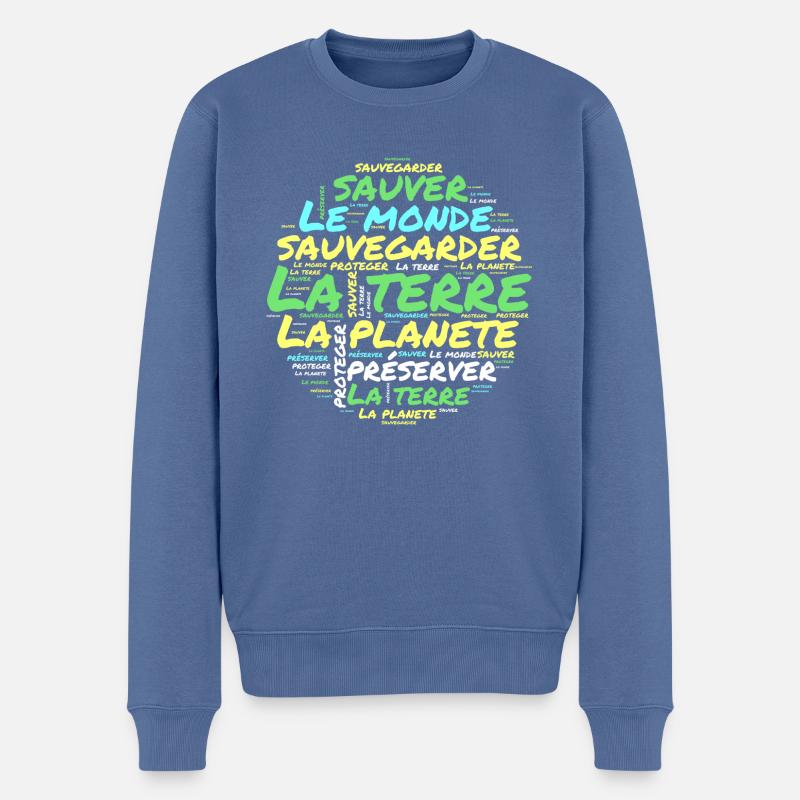 Planète de Mots 01 - Pull Premium bio Homme - bleu pigeon