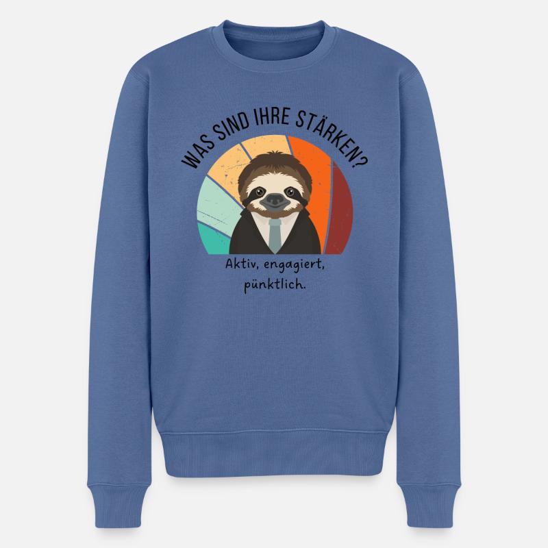 Faultier - Jobinterview (schwarze Schrift) - Männer Premium Bio Pullover - Taubenblau