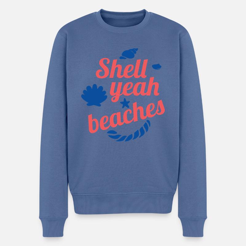 Shell ouais les plages - Pull Premium bio Homme - bleu pigeon