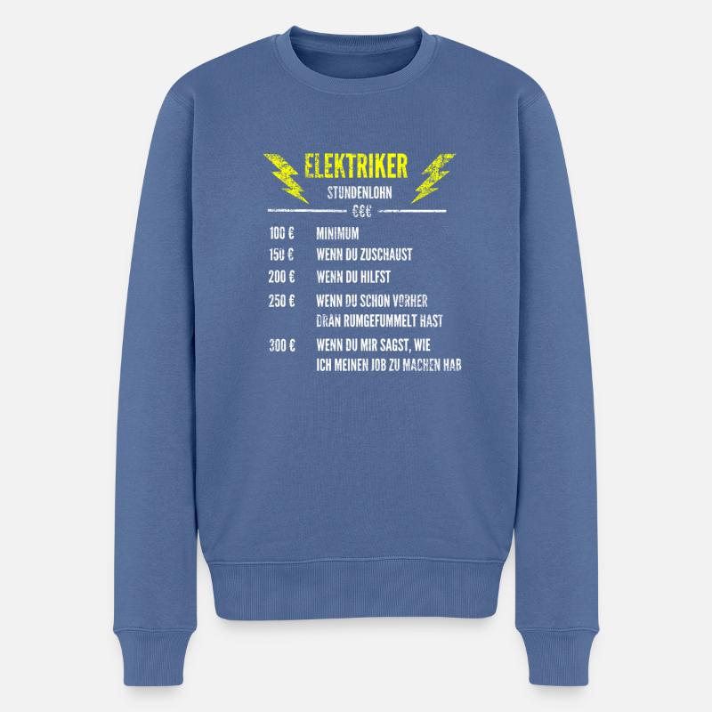 Stundenlohn | Elektriker - Männer Premium Bio Pullover - Taubenblau