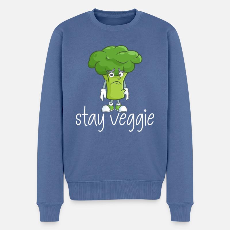 Brokkoli Vegetarisch - Männer Premium Bio Pullover - Taubenblau
