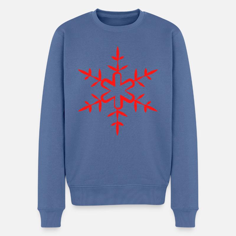 Weihnachts-Schneeflocke - Männer Premium Bio Pullover - Taubenblau