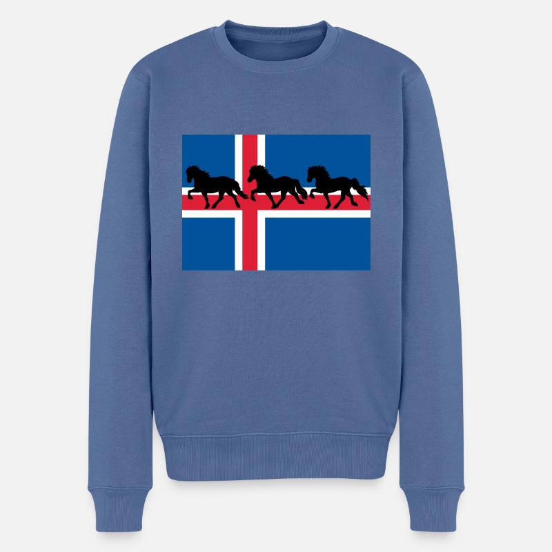 Islandflagge Tölter - Männer Premium Bio Pullover - Taubenblau