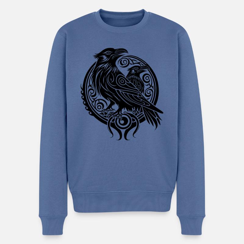 Odins Raben Hugin Munin Tribal Tattoo Wikinger - Männer Premium Bio Pullover - Taubenblau