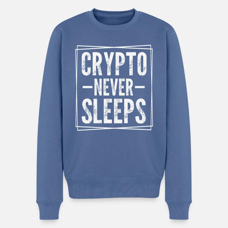 Crypto Never Sleeps - Pull Premium bio Homme - bleu pigeon
