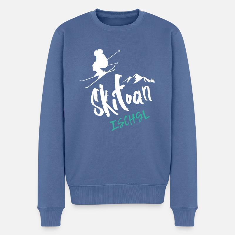 Skifahren Ischgl - Männer Premium Bio Pullover - Taubenblau
