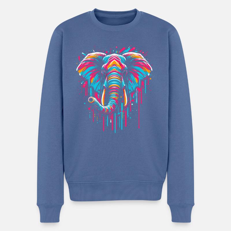 Eléphant graffiti Street art - Pull Premium bio Homme - bleu pigeon