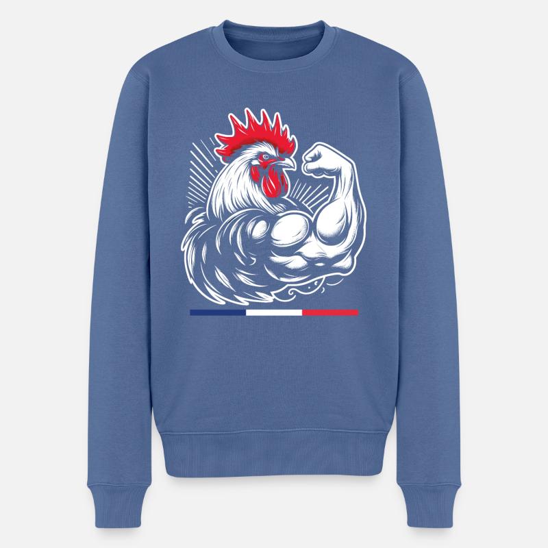 Coq français gros biceps - Pull Premium bio Homme - bleu pigeon