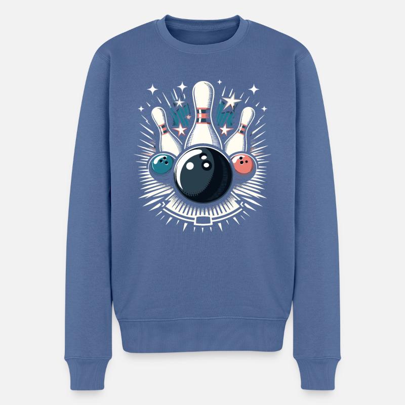 Bowling - Pull Premium bio Homme - bleu pigeon