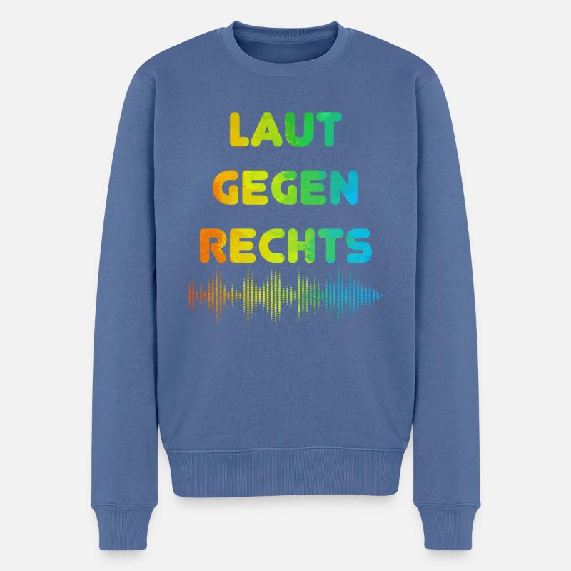 Laut gegen rechts Nr 07 - Männer Premium Bio Pullover - Taubenblau