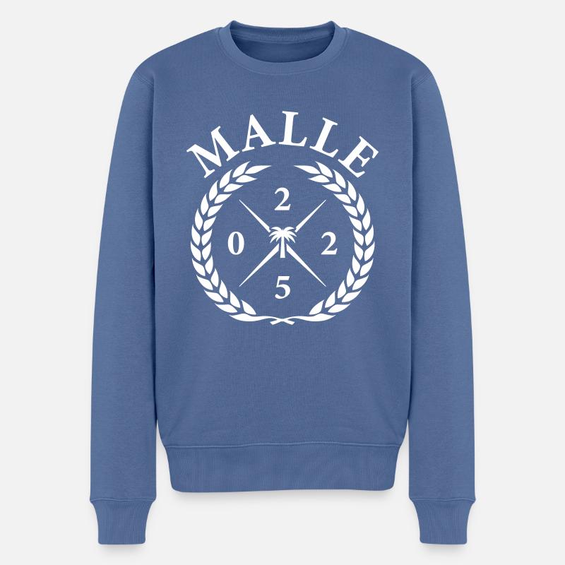 Malle 2025 Palmier - Pull Premium bio Homme - bleu pigeon