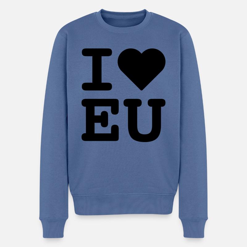 J’aime l’UE - Pull Premium bio Homme - bleu pigeon