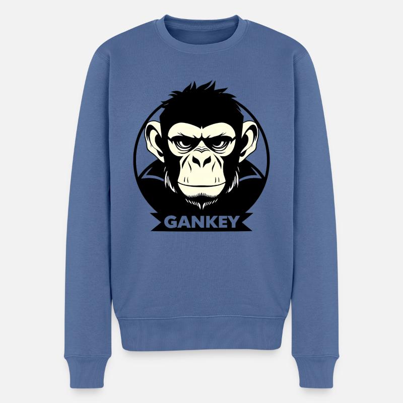 Gankey Monkey - Männer Premium Bio Pullover - Taubenblau