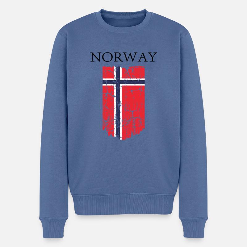 Norwegen Norway Vintage Flag - Männer Premium Bio Pullover - Taubenblau
