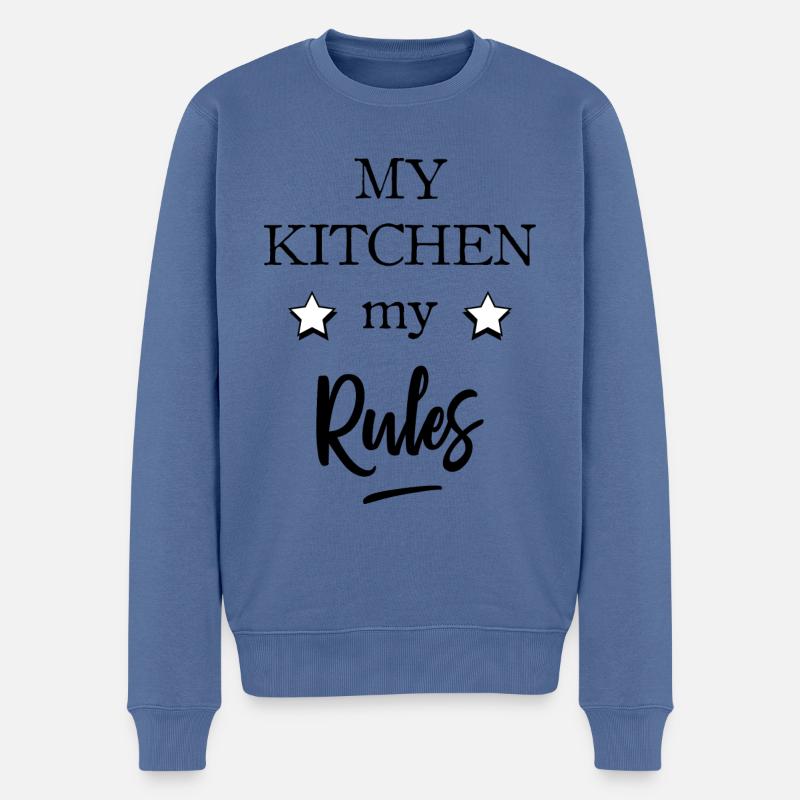 My kitchen my rules - Pull Premium bio Homme - bleu pigeon