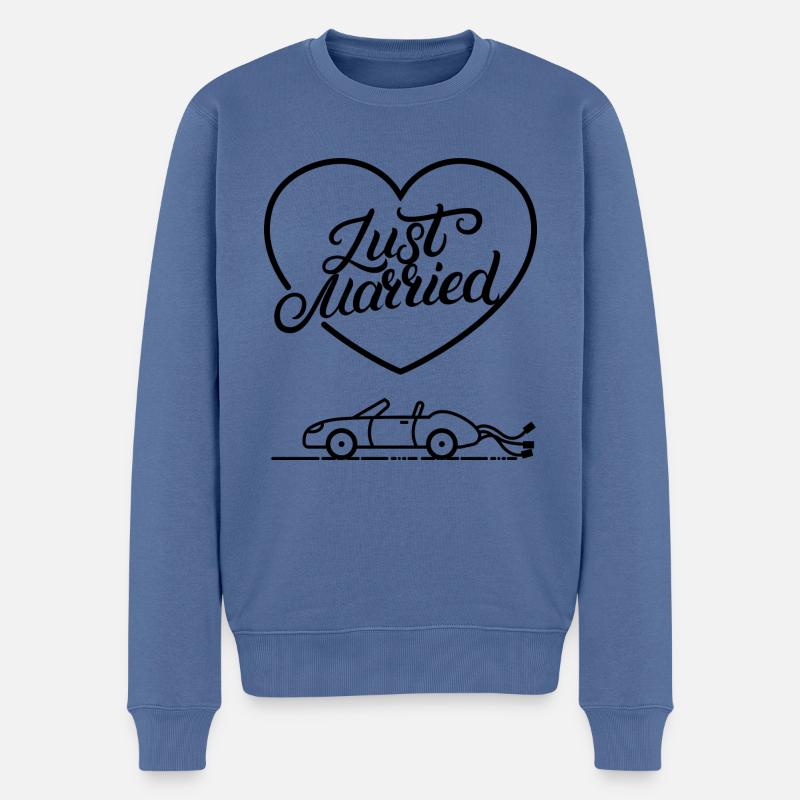 Just Married - Pull Premium bio Homme - bleu pigeon