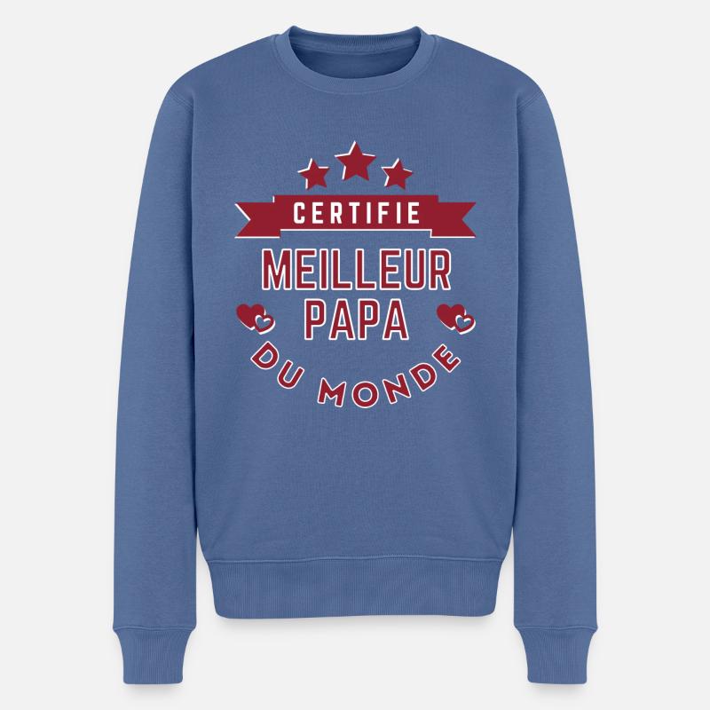 Certifié Meilleur Papa - Pull Premium bio Homme - bleu pigeon