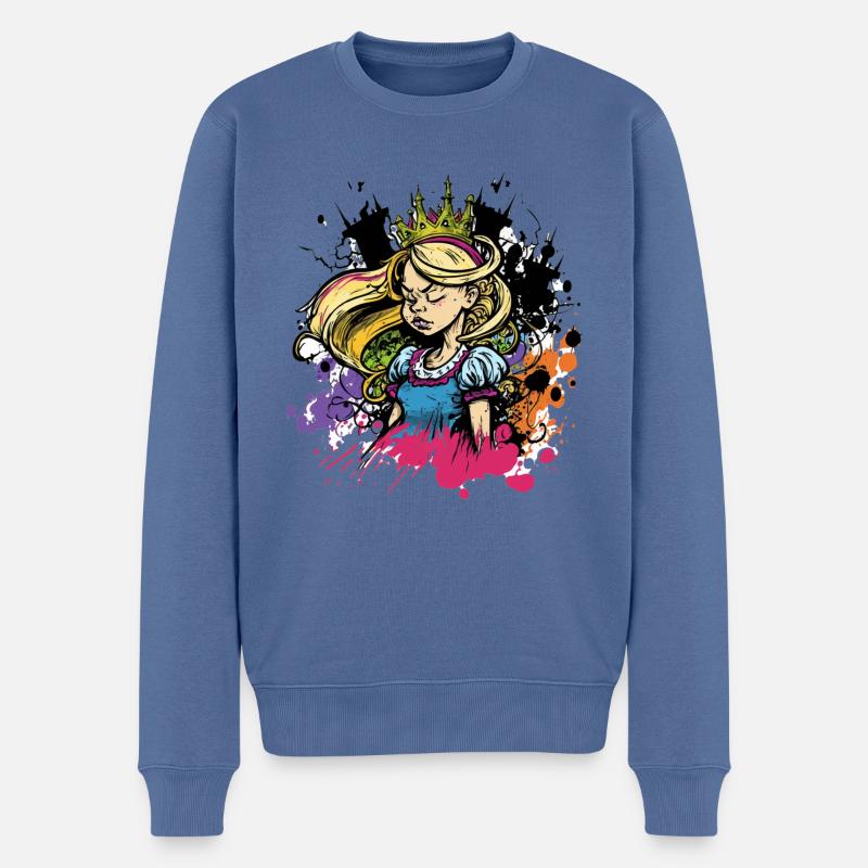 Prinzessin Graffiti Mädchen - Männer Premium Bio Pullover - Taubenblau