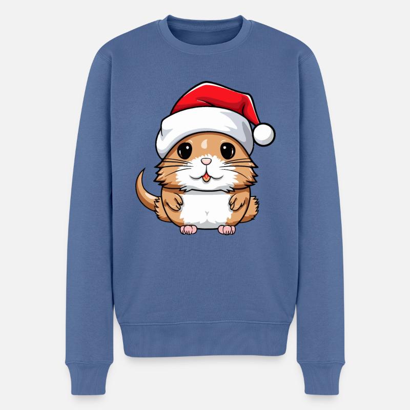 Hamster Weihnachten Tier Kopf - Männer Premium Bio Pullover - Taubenblau