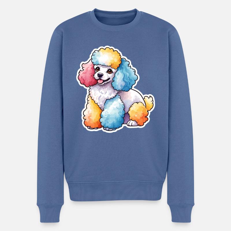 Caniche Aquarelles - Pull Premium bio Homme - bleu pigeon