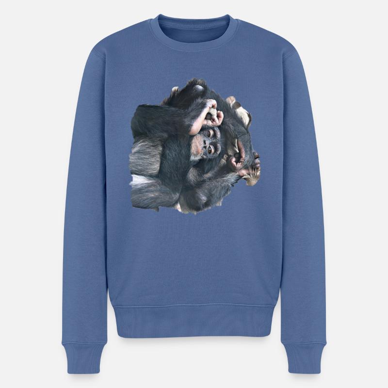 Schimpanse - Männer Premium Bio Pullover - Taubenblau