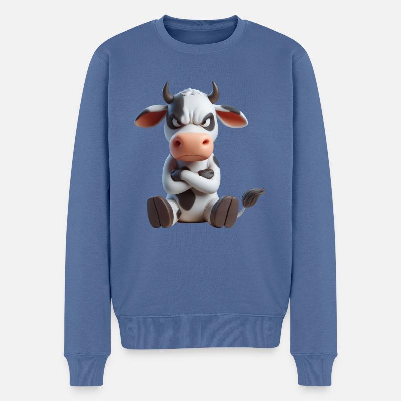 Vache sombre 2 - Pull Premium bio Homme - bleu pigeon