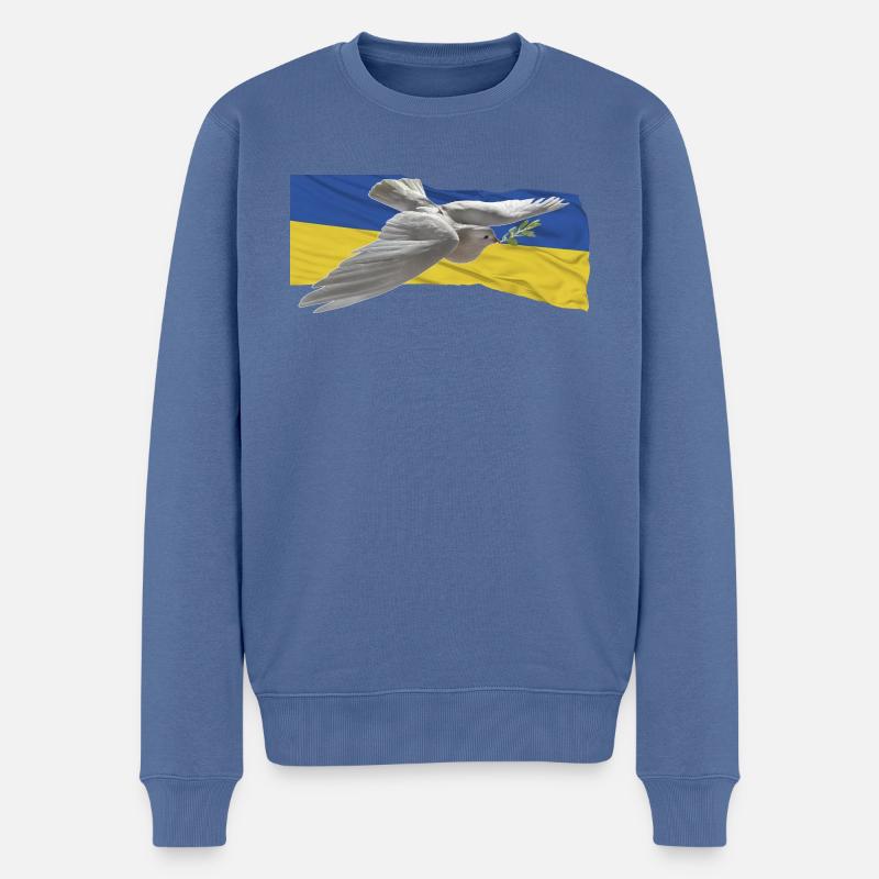 Peace Ukraine - Männer Premium Bio Pullover - Taubenblau