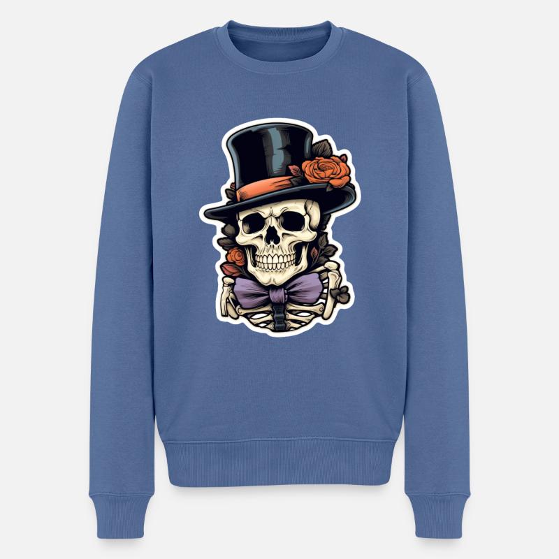 Crâne Halloween - Pull Premium bio Homme - bleu pigeon