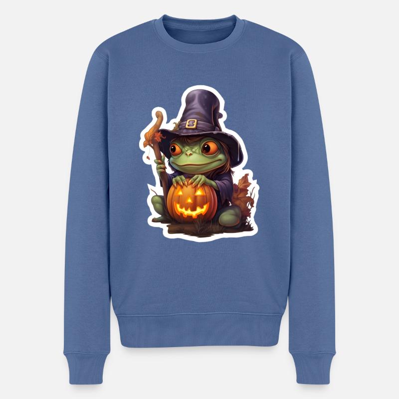 Halloween Frosch - Männer Premium Bio Pullover - Taubenblau