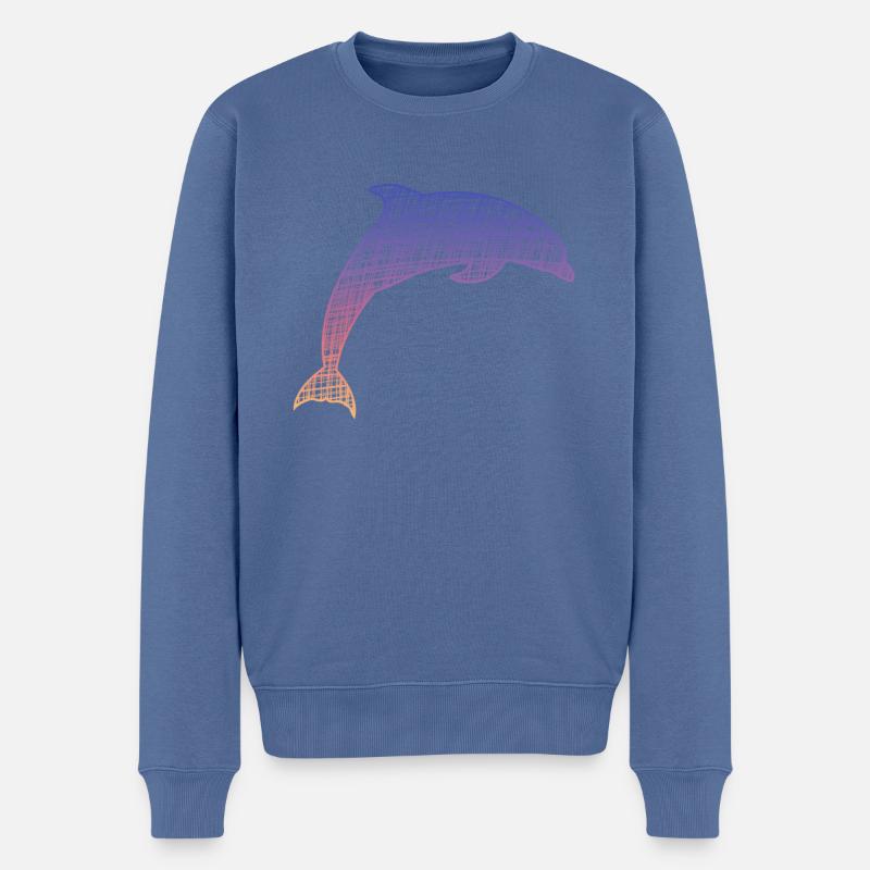 Delfin Dolphin - Männer Premium Bio Pullover - Taubenblau