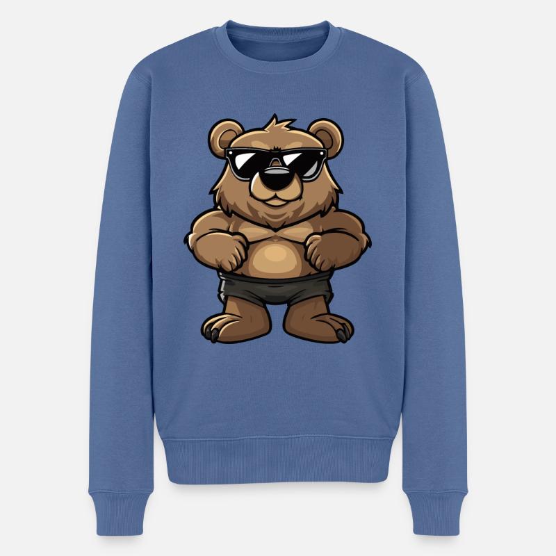 Bär Cool Comic - Männer Premium Bio Pullover - Taubenblau