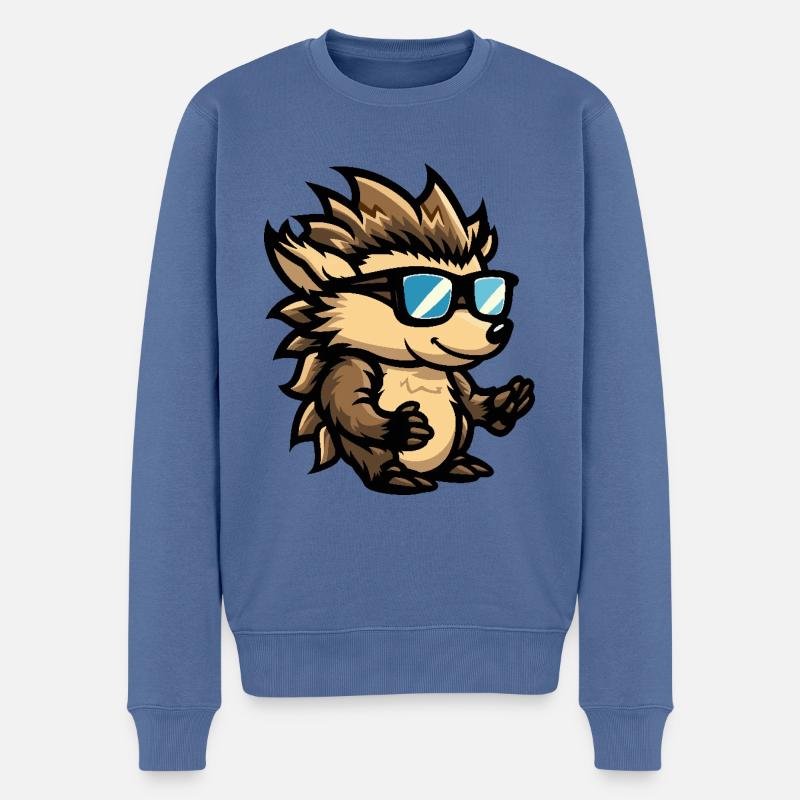 Igel Cool Comic - Männer Premium Bio Pullover - Taubenblau