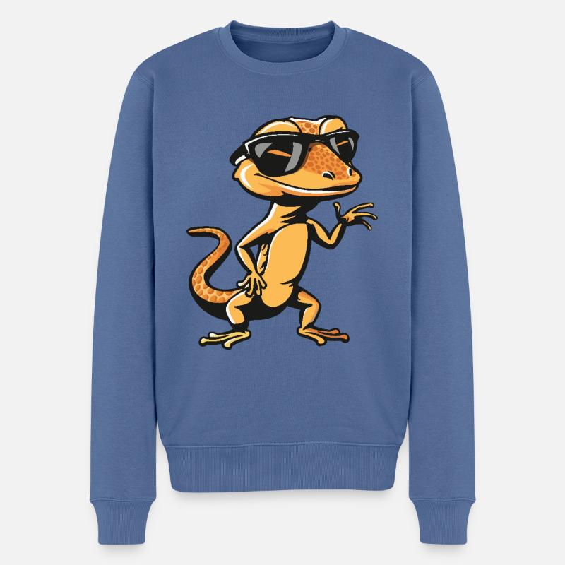 Echse Cool Comic - Männer Premium Bio Pullover - Taubenblau