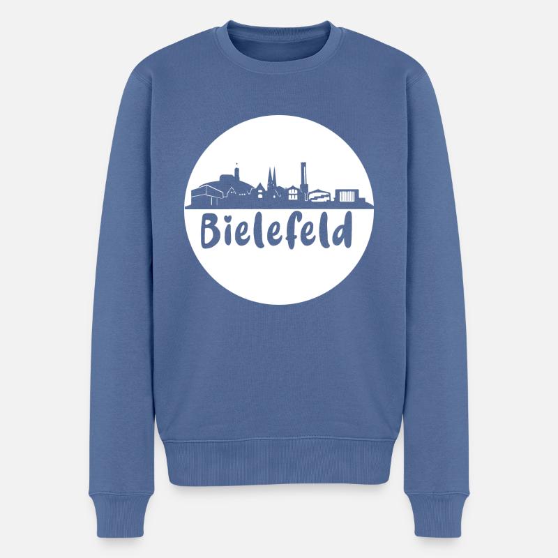 bielefeld,kreis,skyline,schwarz,scherenschnitt - Männer Premium Bio Pullover - Taubenblau