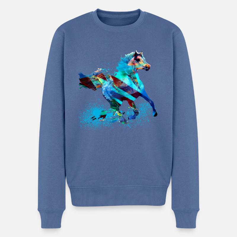pferd, art, malerei,bunt, pferde,graffiti - Männer Premium Bio Pullover - Taubenblau