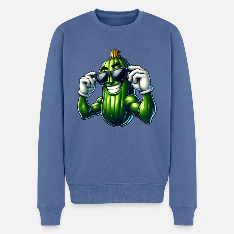 Cool Cucumber Pickle Vegetables Cartoon - Men's Premium Organic Jumper - stone blue