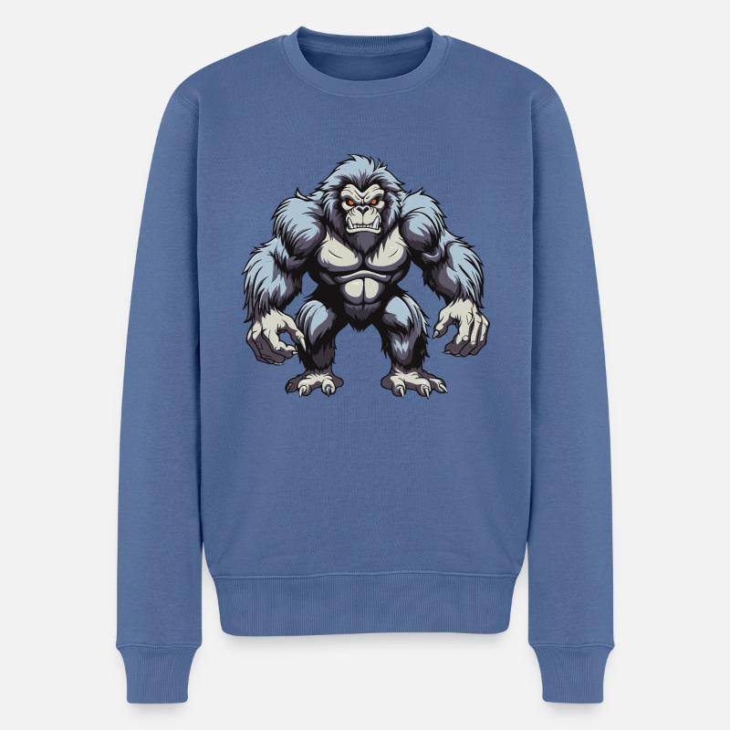 Gorilla Tier - Männer Premium Bio Pullover - Taubenblau