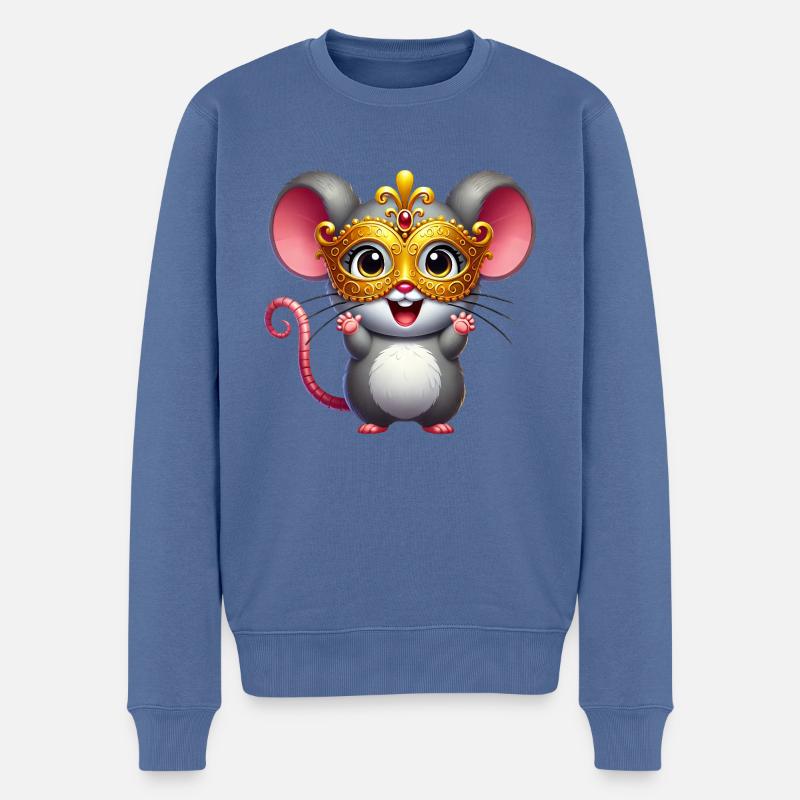 Mardi Gras Maus Ratte Maske Fasching - Männer Premium Bio Pullover - Taubenblau
