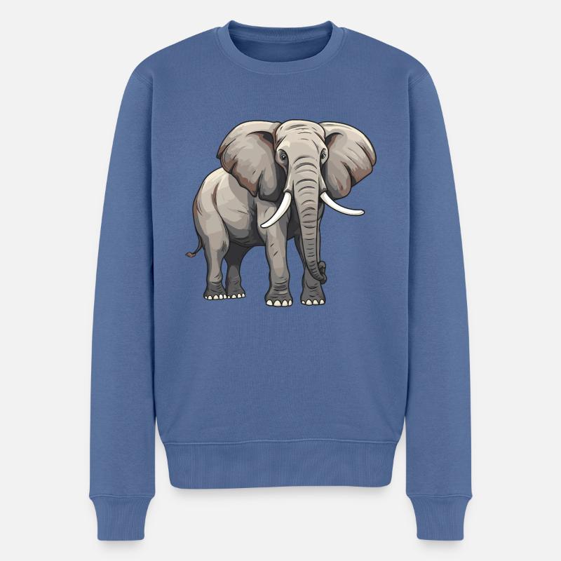 Elefant Tier - Männer Premium Bio Pullover - Taubenblau