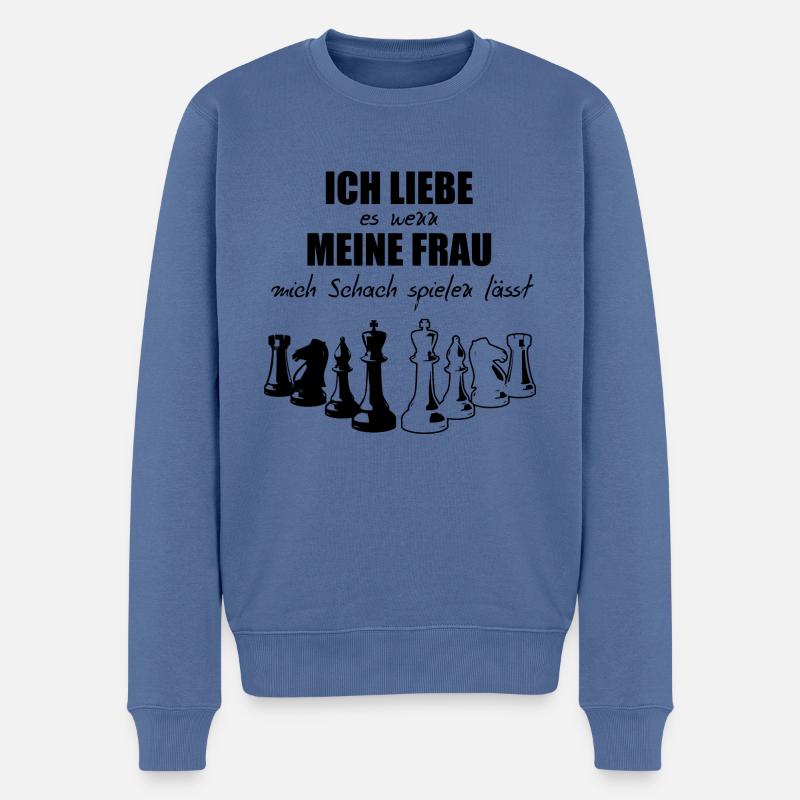 Schach Sprüche Ich liebe es - Männer Premium Bio Pullover - Taubenblau