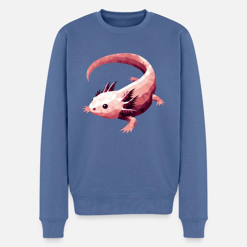 Axolotl polygone amphibien mexicain rose - Pull Premium bio Homme - bleu pigeon