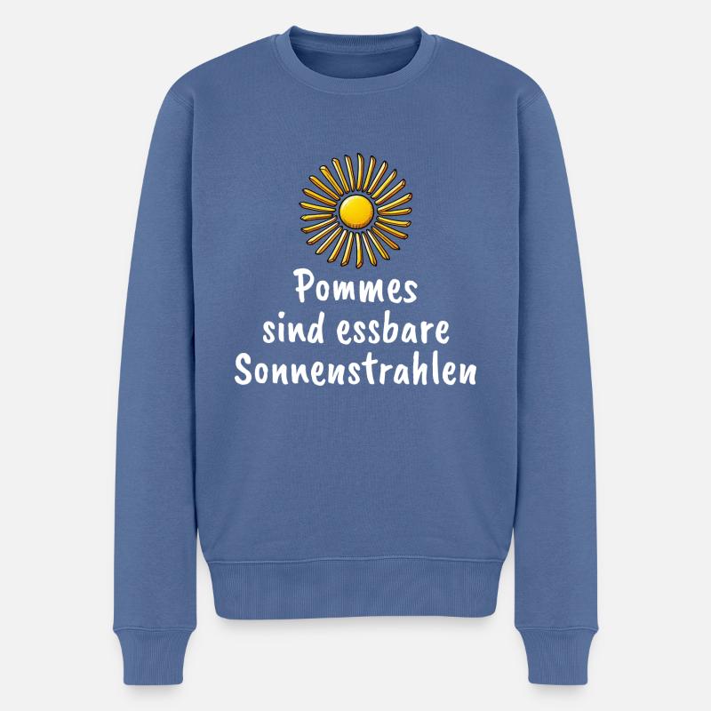 Pommes Essbare Sonnenstrahlen Lustiger Spruch - Männer Premium Bio Pullover - Taubenblau