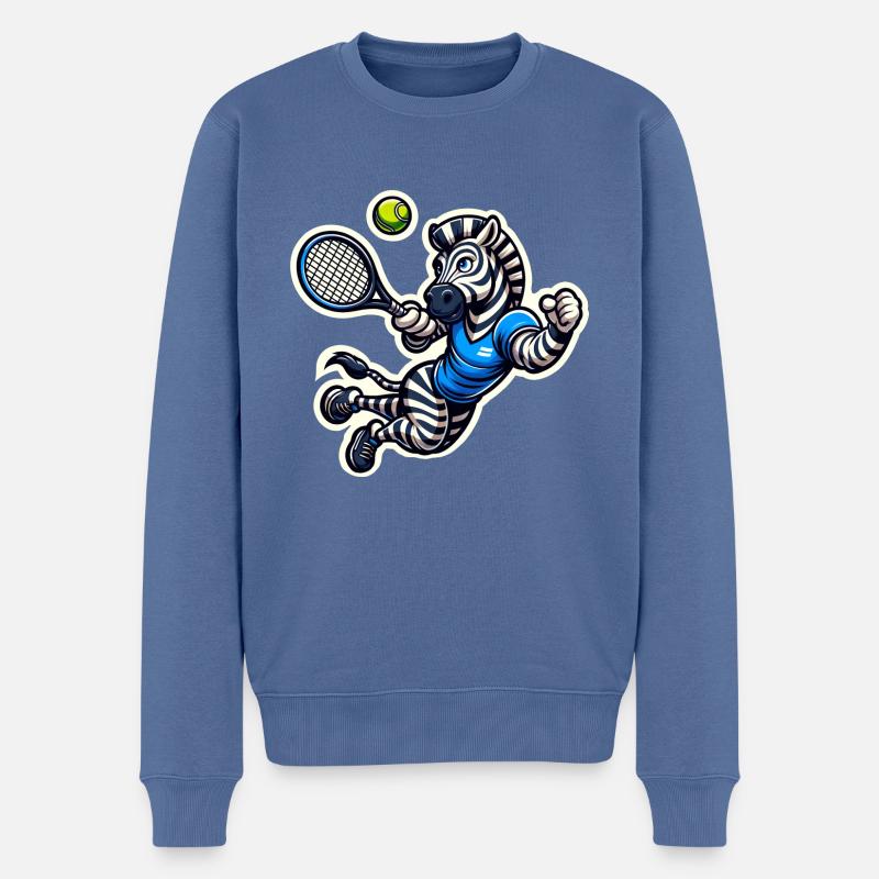 Zebra Tennis Pro - Aufschlag und Spiel! - Männer Premium Bio Pullover - Taubenblau