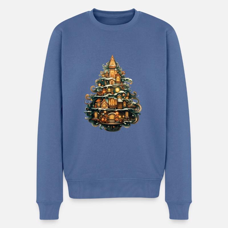 Christbaum - Männer Premium Bio Pullover - Taubenblau