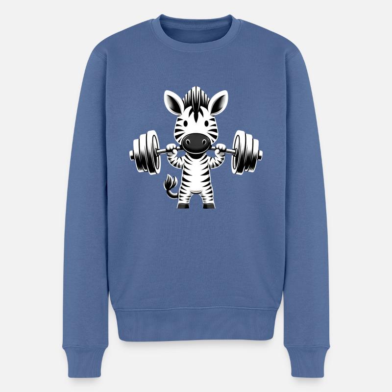 Zebra Workout Silhouette mit Hantel - Männer Premium Bio Pullover - Taubenblau