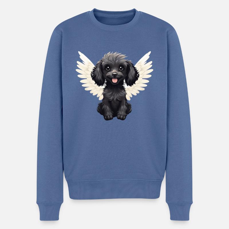 Niedlicher Pudel im Engelskostüm mit Flügeln - Männer Premium Bio Pullover - Taubenblau