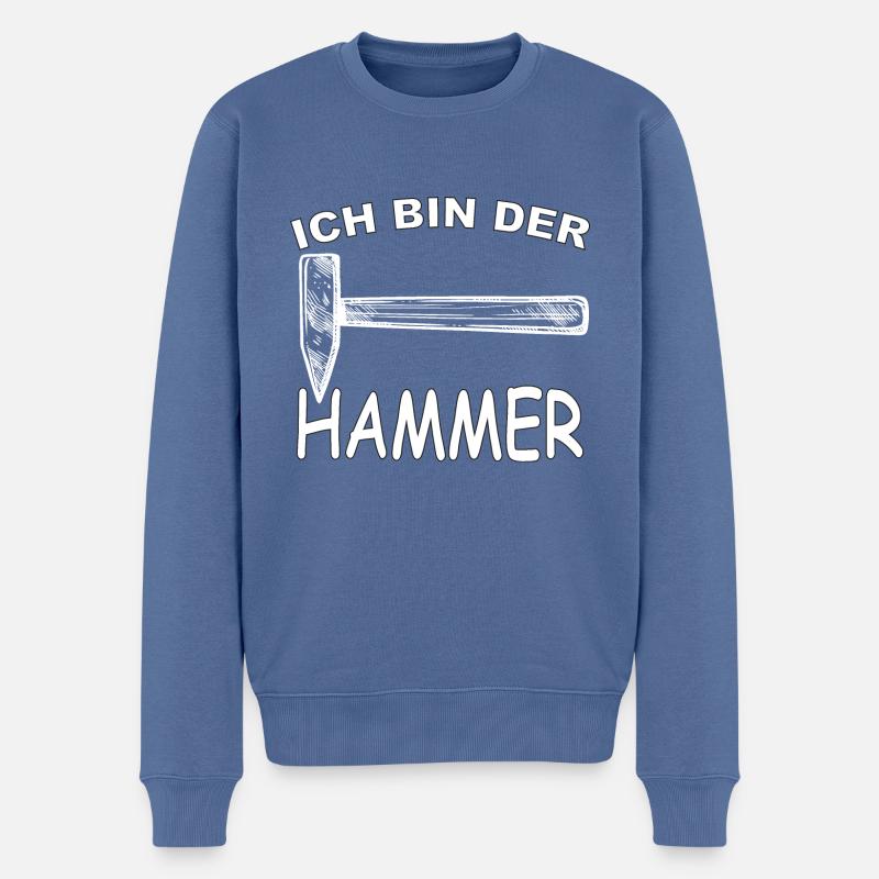 Ich bin der Hammer, lustiges Werkzeug Humor Design - Männer Premium Bio Pullover - Taubenblau
