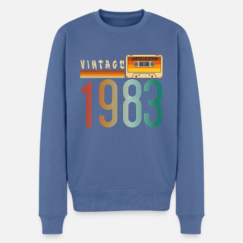 Jahr 1983 Old School Kassette Musik Retro - Männer Premium Bio Pullover - Taubenblau