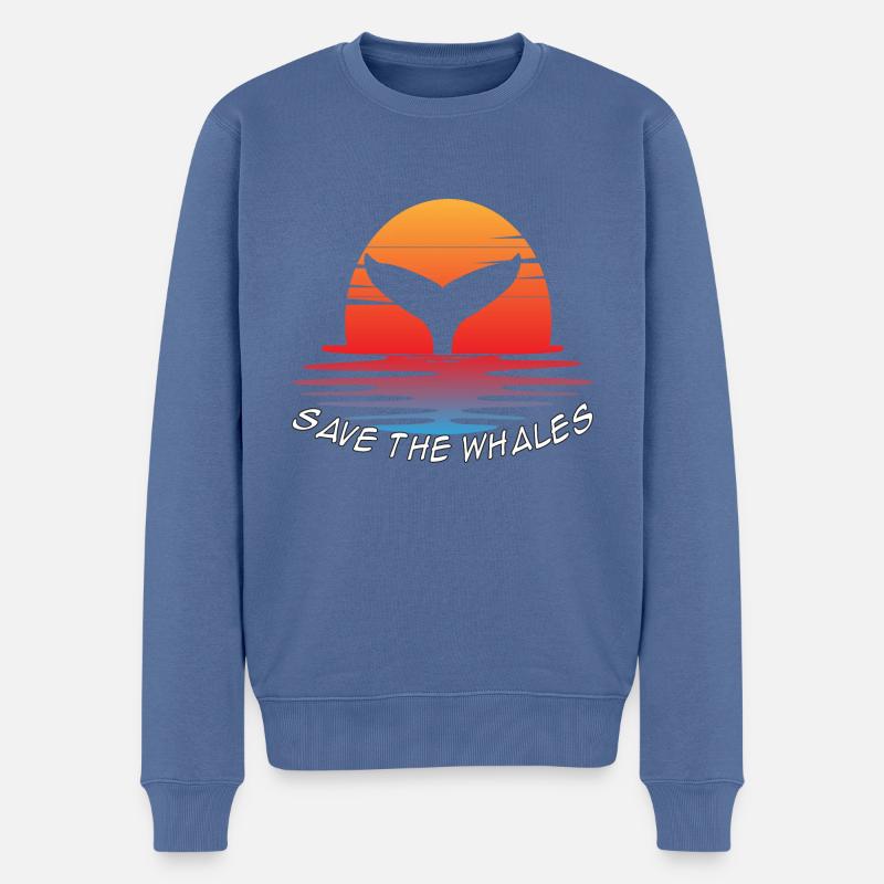 Rettet die Wale Ozean Orca Blauwal Buckelwal - Männer Premium Bio Pullover - Taubenblau