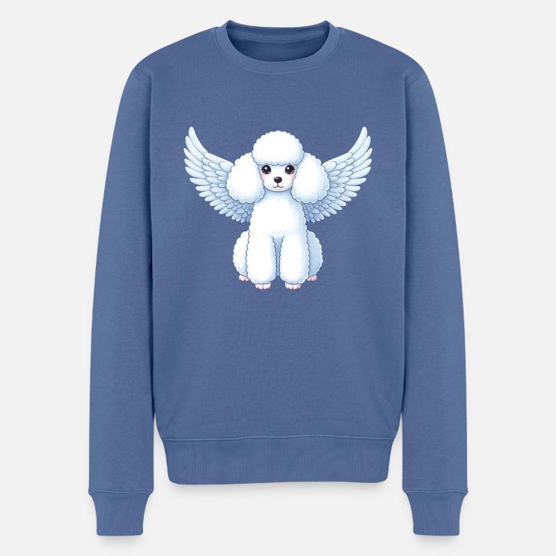 Weißer Pudel mit Engelsflügeln - Süßes - Männer Premium Bio Pullover - Taubenblau